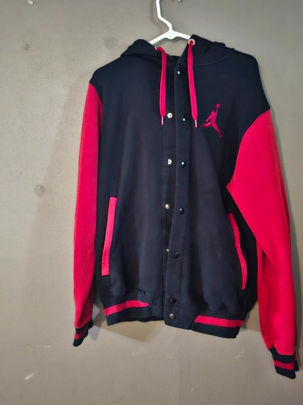 Jordan Men's Black & Red Hooded Varsity Jacket